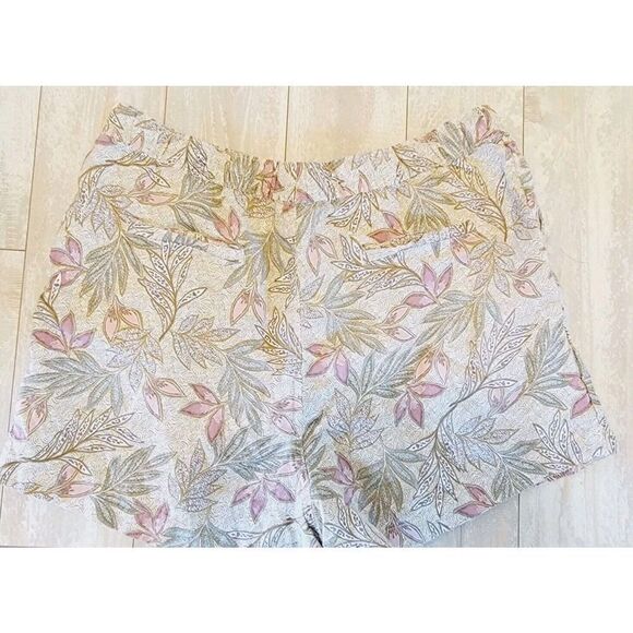 Cynthia Rowley XL 100% Linen Pull-on Shorts Size XL Neutral Colors Leaf Print - Picture 2 of 7